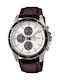 Casio Edifice Ανδρικό Ρολόι 43.8mm Χρονογράφος Μπαταρίας με Καφέ Δερμάτινο Λουράκι