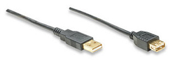 Manhattan 390316 USB 2.0 USB-A-Stecker zu USB-A-Buchse Gold 1,8m