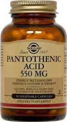 Solgar Pantothenic Acid Βιταμίνη 550mg 50 φυτικές κάψουλες Solgar Pantothenic Acid Βιταμίνη 550mg 50 φυτικές κάψουλες