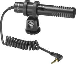 Audio Technica Shotgun / Condenser (Small Diaphragm) 3.5mm Microphone PRO 24 CMF Shock Mounted/Clip On Mounting for Camera