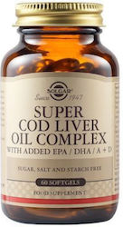 Solgar Super Cod Liver Oil Complex 60 Таблетки 60 Меки Капсули Solgar Super Cod Liver Oil Complex 60 Таблетки 60 Меки Капсули