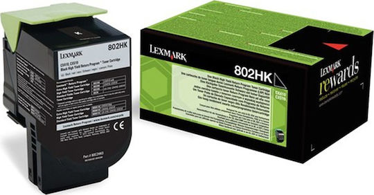 Lexmark 802HK Γνήσιο Toner Laser Εκτυπωτή Μαύρο High Yield Return Program Extra High Yield 4000 Σελίδων 80C2HK0