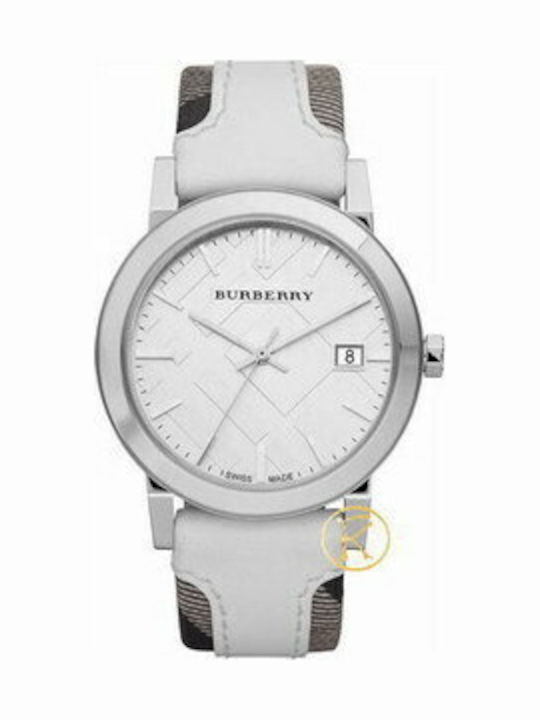 Burberry Γυναικείο Ρολόι Μπαταρίας με Λευκό Υφασμάτινο Λουράκι
