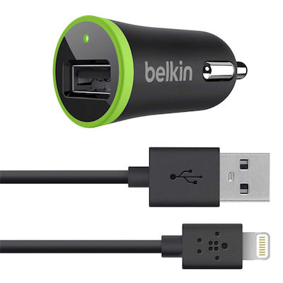 Belkin Car Charger Black Total Intensity 2.1A with a Port USB with Cable Lightning