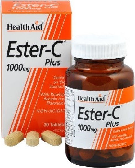 Health Aid Ester-C Plus 1000 mg 30tabs Βιταμίνη για Ενίσχυση του Ανοσοποιητικού, τo Δέρμα & Αντιοξειδωτική δράση 1000mg 30 ταμπλέτες
