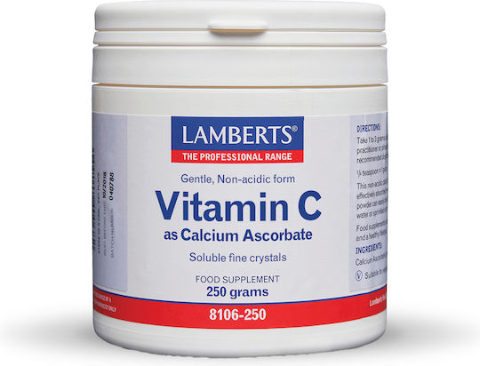 Lamberts Vitamin C as Calcium Ascorbate Βιταμίνη για Ενίσχυση του Ανοσοποιητικού, τo Δέρμα & Αντιοξειδωτική δράση 250gr