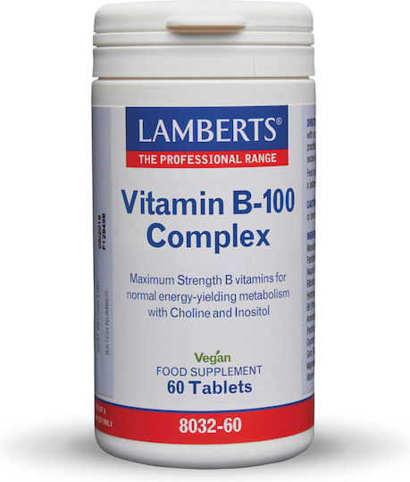 Lamberts Vitamin B-100 Complex Vitamin for Energy, Immune System Boost & the Nervous System 100mg Energy 60 Tablets