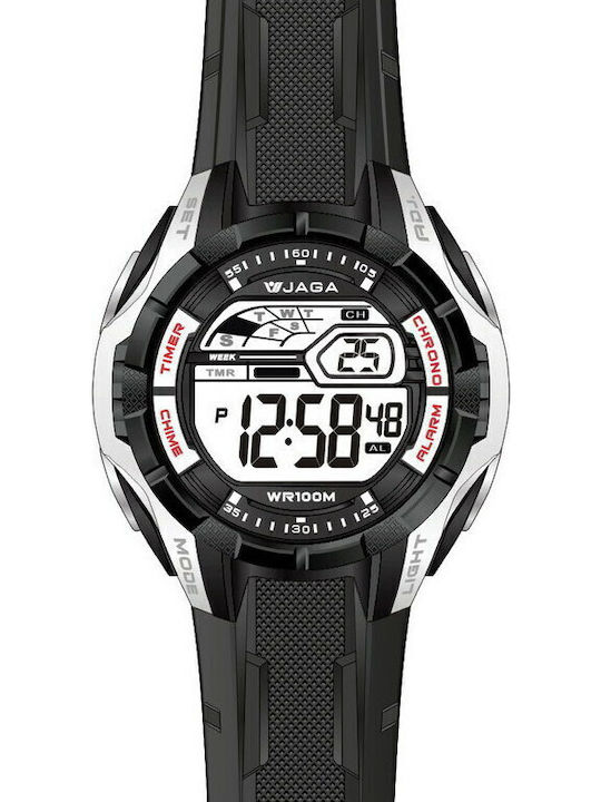 Jaga Herrenuhr Batterie mit Schwarz Kautschukarmband