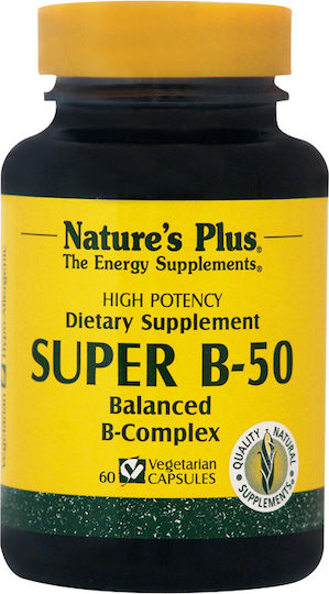 Nature's Plus Super B-50 Vitamin for Nervous System Health 50mg 60 veg. caps