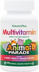 Nature's Plus Animal Parade Children's Chewable Multi-Assorted F Vitamin for Immune System Boost Cherry Orange Grape 90 chewable tabs