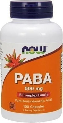 Now Foods PABA Vitamin für Energie, Unterstützung des Immunsystems, die Haare, die Haut & die Nägel 500mg 100 Mützen