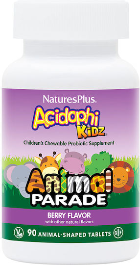 Nature's Plus Animal Parade Acidophikidz Пробиотици за Деца 90 жулими таблетки Бери
