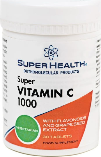 Super Health Vitamin C 1000 Βιταμίνη για Ενίσχυση του Ανοσοποιητικού, τo Δέρμα & Αντιοξειδωτική δράση 1000mg 30 ταμπλέτες