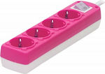 SAS 4-Outlet Power Strip 1.5m Pink