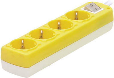 SAS Power Strip 4 Positions with Switch and Cable 1.5m Yellow