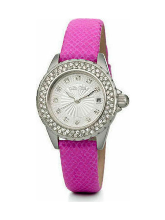 Folli Follie Watch with Pink Leather Strap