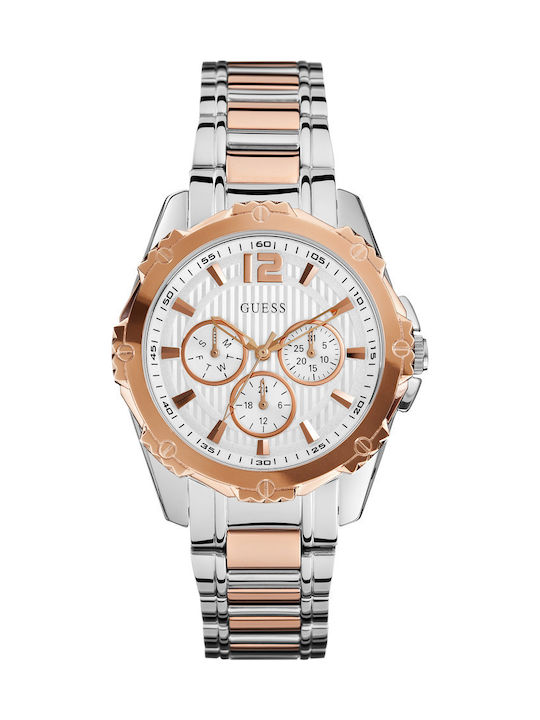 Guess Two Tone Rosegold Dial Stainless Steel Bracelet