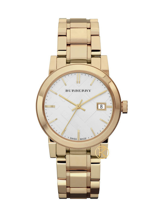Burberry Γυναικείο Ρολόι 34mm Μπαταρίας με Χρυσό Μεταλλικό Μπρασελέ