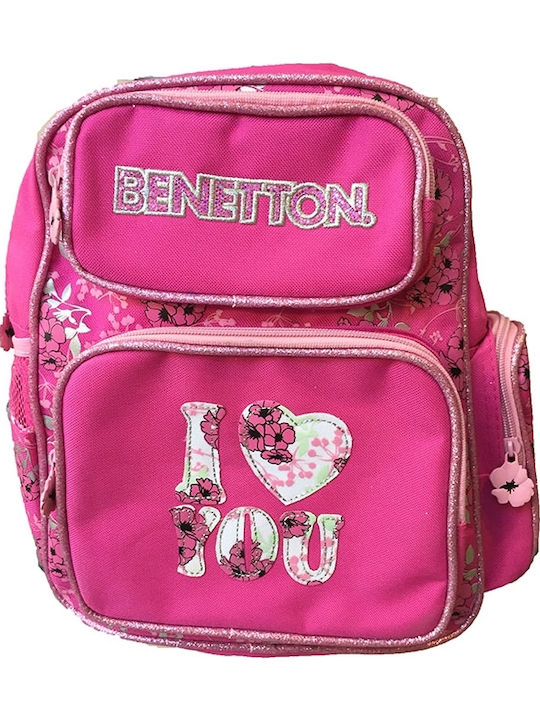 Benetton I Love You Schulranzen Rucksack Kindergarten in Fuchsie Farbe