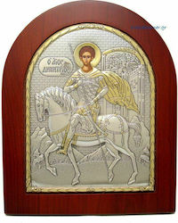 Silver Icon Saint Demetrios (Gold Decoration)