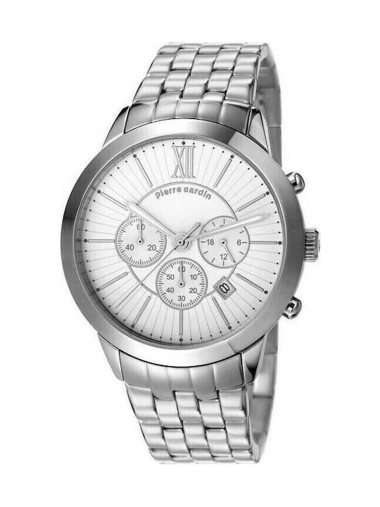 Pierre Cardin Men's Watch 44mm Chronograph Battery with Silver Metal Bracelet