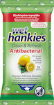 ΜΕΓΑ Wet Hankies Clean & Refresh Antibacterial Dezinfectante Servetele Pentru mâini 15buc Lămâie