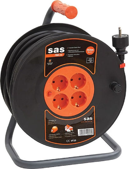 SAS Cablu de prelungire 4 locuri cu cablu de 50m Diametru 3 x 1.5mm² Neagră