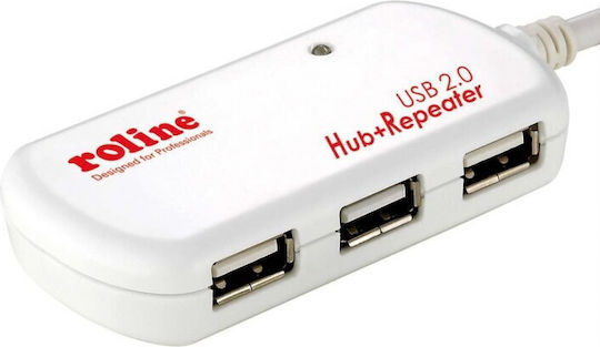 Roline Repeater Cable 12m With USB Hub 3 Ports USB 2.0 with USB-A Connection White