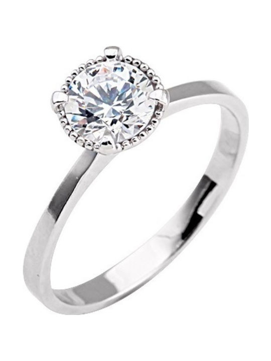 9K White gold solitaire ring