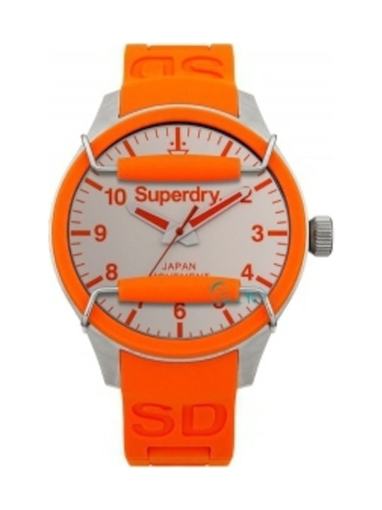 Superdry Uhr Batterie mit Orange Kautschukarmband