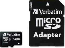 Verbatim Premium microSDXC 64GB Class 10 U1 UHS-I with Adapter