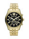 Michael Kors Lexington Men's Watch 45mm Chronograph Battery with Gold Metal Bracelet