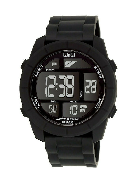 Q&Q Digital Uhr Batterie mit Schwarz Kautschukarmband M123J001Y