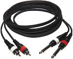 Audiophony CL-23/3 Kabel 2x 6,3mm Stecker - 2x RCA-Stecker 3m Schwarz (8008)