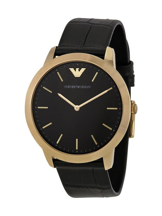Emporio Armani Battery Watch with Leather Strap Black AR1742