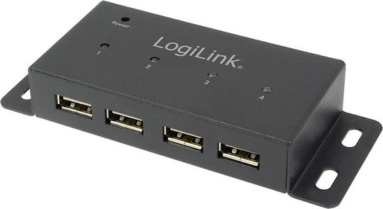 LogiLink USB 2.0 4 Port Hub with USB-A Connection and External Power Supply