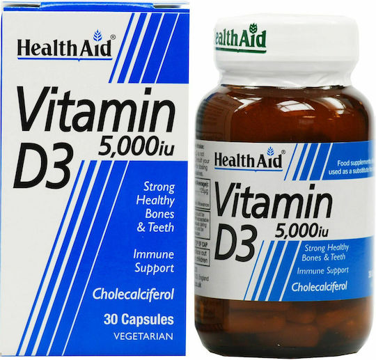 Health Aid Vitamin D3 Vitamin for Immune System Boost & Bone Health 5000iu 30 x 1 vegetable capsules