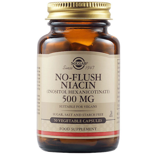 Solgar No-Flush Niacin 500mg Ειδικό Συμπλήρωμα Διατροφής 50 φυτικές κάψουλες