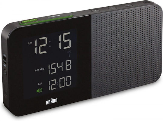 Braun Επιτραπέζιο Ψηφιακό Ρολόι LCD με Ξυπνητήρι & Ραδιόφωνο Μαύρο BNC010ΒΚ