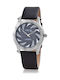 Q&Q Watch with Black Leather Strap DF13J302