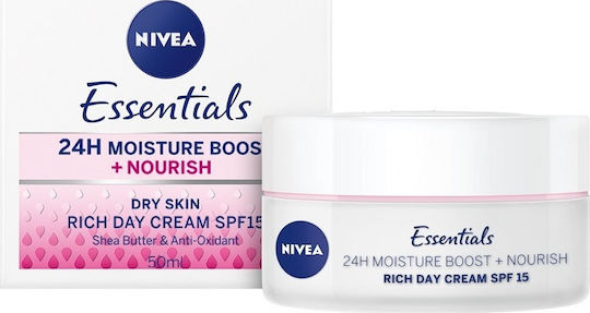 Nivea Essentials Moisture Boost + Nourish Rich 24h Cream Face Day with SPF15 50ml