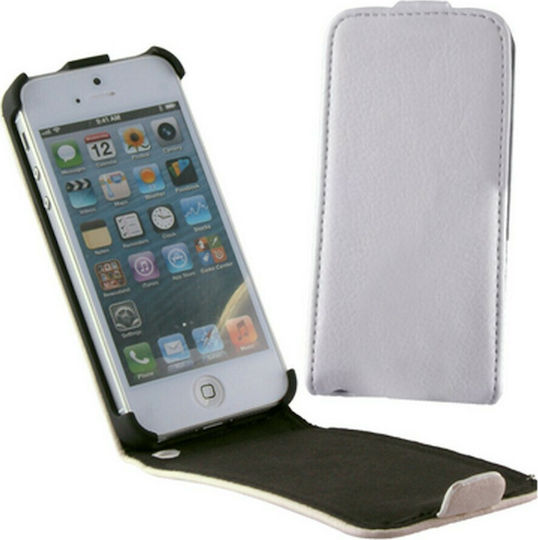 Volte-Tel Vertical Flip Δερμάτινο Λευκό (iPhone 5c)