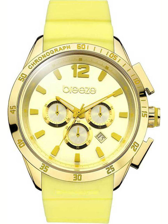 Breeze Women's Watch Chronograph with Yellow Rubber Strap
