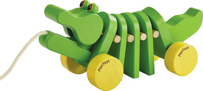 Plan Toys Slide Toy Κροκόδειλος που Κινείται Πράσινος made of Wood with Sounds for 12++ Months