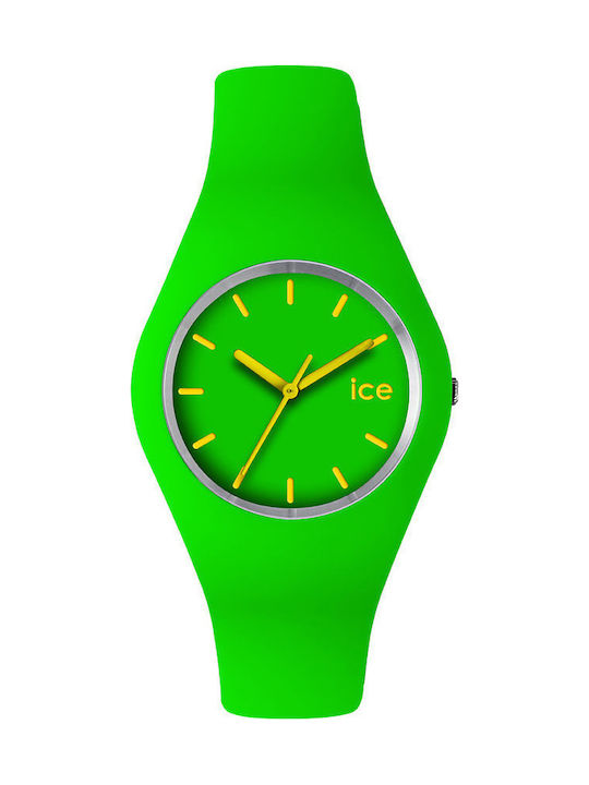 Ice Uhr mit Grün Kautschukarmband