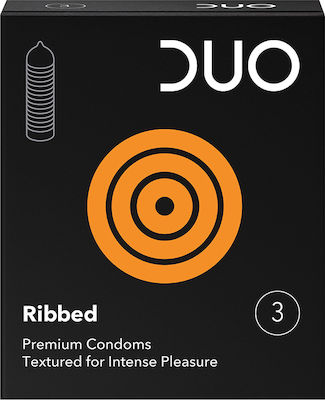 Duo Ribbed Condoms 3pcs
