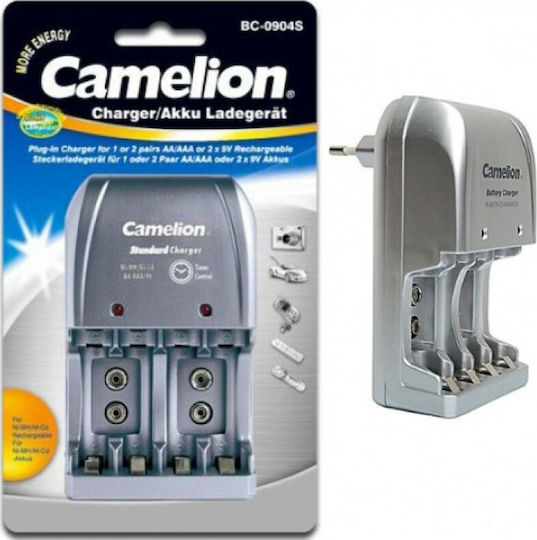 Camelion BC-0904S Charger 4 Batteries Ni-MH Size AA/AAA/9V in Gray color