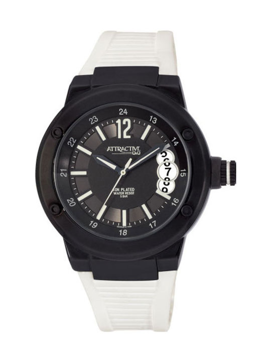 Q&Q Watch Battery with White Rubber Strap