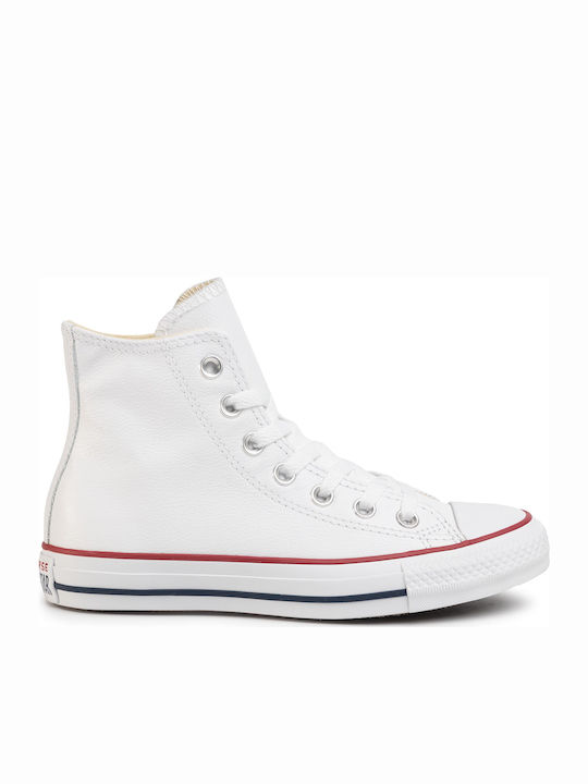 Converse Chuck Taylor All Star Leather Ανδρικά Μποτάκια Λευκά