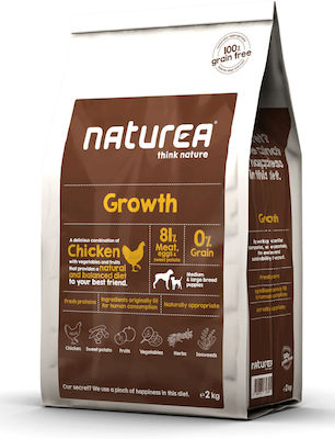 Naturea Growth 2kg Ξηρά Τροφή χωρίς Σιτηρά για Κουτάβια Μεσαίων & Μεγαλόσωμων Φυλών με Κοτόπουλο